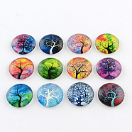 Half Round/Dome Tree Pattern Glass Flatback Cabochons for DIY Projects, Mixed Color, 25x6mm(GGLA-Q037-25mm-M28)
