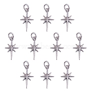10PCS Rack Plating Brass Pendants, with Jump Rings, Star, Platinum, 17x9.7x2.5mm, Hole: 3.4mm, 10pcs(KK-SZ0002-35)