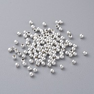 Iron Spacer Beads, Round, Silver Color Plated, about 2mm in diameter, 2mm wide, hole: 1mm(E004-S)