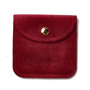 Velvet Jewelry Storage Pouches, Square Jewelry Bags with Golden Tone Snap Fastener, for Earring, Rings Storage, Red, 8x8x0.75cm(ABAG-C003-02A-01)