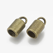 Tibetan Style Alloy Cord Ends, End Caps, Cadmium Free & Nickel Free & Lead Free, Column, Antique Bronze, 13x7mm, Hole: 4.5mm, about 800pcs/1000g, Inner Diameter: 3mm(TIBE-R315-02AB-FF)