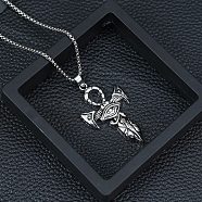 Alloy Eye of Ra Ankh Cross Pendant Necklaces, 201 Stainless Steel Box Chain Necklaces, Stainless Steel Color, 23.54 inch(59.8cm)(NJEW-R001-04P)