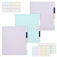 3Sets/15 sheets Plastic Discbound Notebook Index Divider Sheets, 11 Holes Tab Divider for Binder, with 3 Sheets 2 Style Writable Transparent Vinyl Blank Label Stickers, Mixed Color, Index Divider: 279~280x228~229x0.5mm, Sticker: 29x15mm & 62x22mm(DIY-OC0010-55)