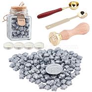 CRASPIRE DIY Scrapbook Making Kits, Including Glass Bottle, Brass Wax Seal Stamp and Wood Handle Sets, Sealing Wax Particles, Candle and Stainless Steel Melting Spoon, Gray, 137pcs/set(DIY-CP0005-55B)