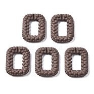 Spray Painted CCB Plastic Linking Rings, Quick Link Connectors, for Jewelry Chain Making, Rectangle, Coconut Brown, 35x26x7mm, Inner Diameter: 11x19mm(CCB-Q091-009C)