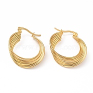Vacuum Plating 201 Stainless Steel Interlocking Multi Layered Hoop Earrings with 304 Stainless Steel Pins, Intertwined Jewelry for Women, Golden, 34x25x7mm, Pin: 0.6mm(EJEW-D279-10G-02)