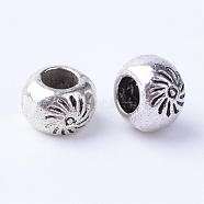 Tibetan Style Alloy Beads, Rondelle, Cadmium Free & Lead Free, Antique Silver, 7~7.5x5mm, Hole: 3mm, about 1290pcs/1000g(TIBE-Q063-118AS-RS)