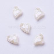 Acrylic Pendants, Imitation Pearl, Heart, Faceted, Floral White, 11x9x4mm, Hole: 0.5mm(MACR-P120-11mm-P13)