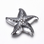 Non-magnetic Synthetic Hematite Pendants, Starfish/Sea Stars, 41.5x41x6.5mm, Hole: 1.2mm(G-G826-01)