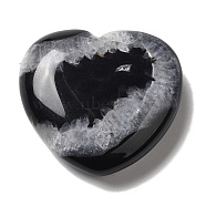 Natural Black Agate Love Heart Ornaments, Reiki Energy Balancing Meditation Gift Decoration, 40x40.5~42.5x11~12mm(DJEW-Z007-01A)