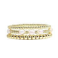 Temperament Magnet Gold Elastic Bracelet Baroque Imitation Pearl Multi layered Layered Bracelet Small and Popular Bracelet(BK8855-2)