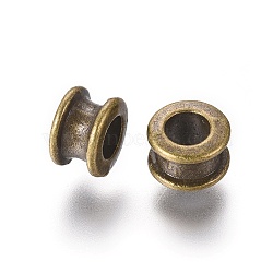 Large Hole Beads, Tibetan Style European Beads, Lead Free & Cadmium Free & Nickel Free, Flat Round, Antique Bronze, 6.5mm in diameter, 4mm thick, hole: 3mm(X-MLFH10297Y-NF)