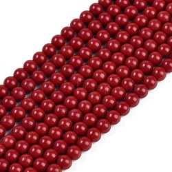 Synthetic Coral Beads Strands, Round, FireBrick, 6mm, Hole: 1.4mm, about 68pcs/strand, 14.76''(37.5cm)(CORA-M003-03B)