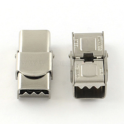 Smooth Surface 201 Stainless Steel Watch Band Clasps, Stainless Steel Color, 25x12x7.5mm, Hole: 9x4mm(STAS-R063-87)