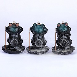 3Pcs 3 Styles Ceramic Decorations Lotus Frog Flowback Incense Stove Ceramic Incense Stove Decorations Gift, Dark Slate Gray, 79x75x104mm, Hole: 4.5mm(JX846A)