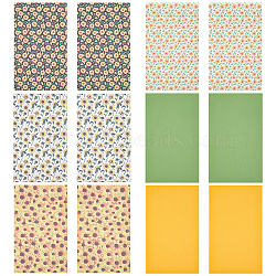 Sunflower Pattern PU Leather Fabric Sheet, Rectangle, for Garment Accessories, Mixed Color, 33x20x0.1cm, 6 sheet/set(DIY-WH0399-13)