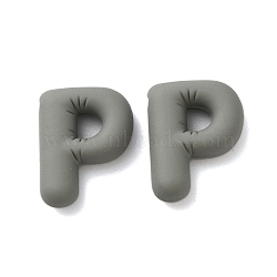 Rack Plating Spray Painted Alloy Pendants, Rubberized Style, Gray, Letter P, 22x17x6mm, Hole: 1.5mm(FIND-C062-08P)