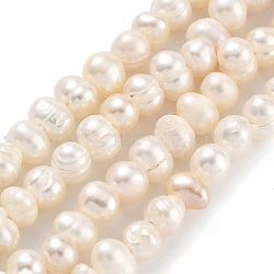 Natural Cultured Freshwater Pearl Beads Strands, Potato, PapayaWhip, 3.5~4mm, Hole: 0.5mm, about 45~59pcs/strand, 6.89~7.68 inch(17.5~19.5cm)(PEAR-C003-05A)