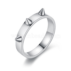 201 Stainless Steel Finger Rings, Hip-hop Style Rivets Ring, Stainless Steel Color, US Size 7(17.3mm)(FS-WG9177F-01)