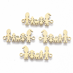 201 Stainless Steel Links connectors, Laser Cut Links, Family, Golden, 11x24.5x1mm, Hole: 1.5mm(STAS-R104-012G)