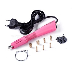 Hotfix Rhinestone Applicator Tool, Type C Plug(European Plug), with Random Color SS16 Rhinestone, Hot Pink, 18.5x4x2.3cm(TOOL-J011-03A)