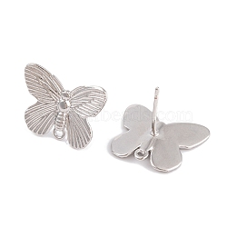 Rack Plating Brass Stud Earring, Cadmium Free & Lead Free, Long-Lasting Plated, Butterfly, Platinum, 15x19mm, Pin: 13mm(KK-S374-02P)