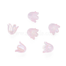 6-Petal Imitation Jelly Acrylic Bead Caps, AB Color Plated, Flower, Pearl Pink, 11.5x10.5x8.5mm, Hole: 1.4mm, about 2100pcs/500g(JACR-T002-2H)