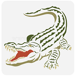 PET Hollow Out Drawing Painting Stencils, for DIY Scrapbook, Photo Album, Crocodile Pattern, 30x30cm(DIY-WH0391-0232)