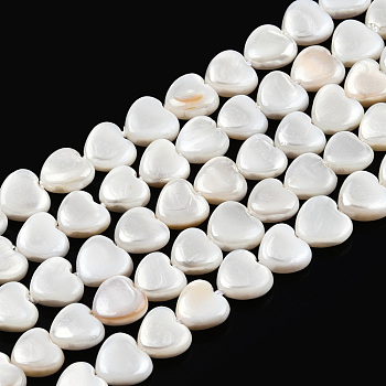 Natural Freshwater Shell Beads Strands, Heart, 6~7x6.5~7x2.5~3mm, Hole: 0.5mm, about 57~58pcs/strand, 14.96 inch~15.55 inch(38~39.5cm)