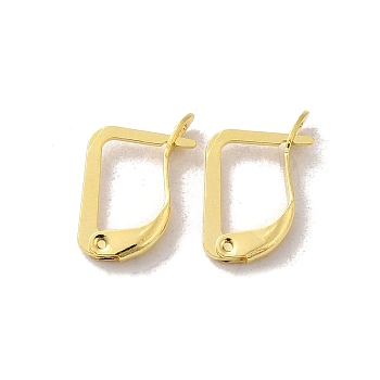 Brass Hoop Earring Findings, Real 24K Gold Plated, 14x2.5mm, Pin: 0.8mm