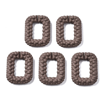 Spray Painted CCB Plastic Linking Rings, Quick Link Connectors, for Jewelry Chain Making, Rectangle, Coconut Brown, 35x26x7mm, Inner Diameter: 11x19mm
