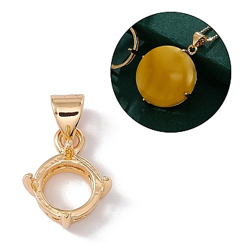 Brass Pendant Cabochon Settings, Basket Pendant Setting with Prongs Mounting, Open Back Bezel Pandent Settings, Flat Round, Golden, Tray: 8mm, 14x11x6mm, Hole: 4mm