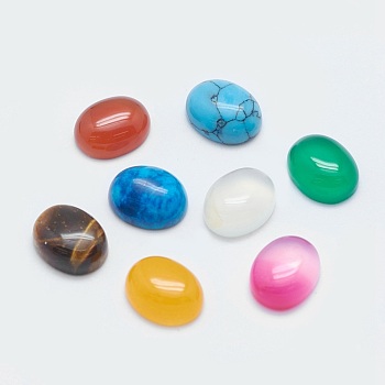 Natural & Synthetic Mixed Stone Cabochons, Oval, 10x8x4mm
