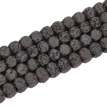 2 Strands Natural Lava Rock Beads Strands, Faceted, Polygon, 9x9x8~8.5mm, Hole: 1mm, about 47pcs/strand, 15.71 inch(39.9cm)