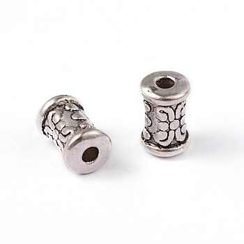 Tibetan Style Alloy Beads, Tube, Antique Silver, Lead Free & Cadmium Free, 7x5mm, Hole: 2mm