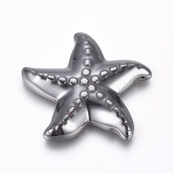 Non-magnetic Synthetic Hematite Pendants, Starfish/Sea Stars, 41.5x41x6.5mm, Hole: 1.2mm