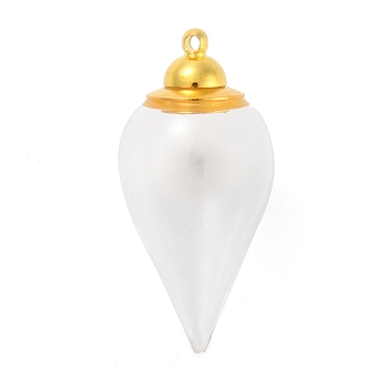 Glass Bottle Pendants, with 
Brass Cap, Wish Bottle Pendant, Refillable Bottle Pendant, Teardrop, Golden, Clear, 40mm, Hole: 1.8mm