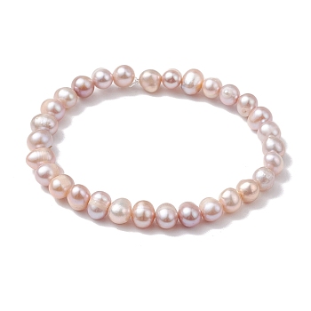 Natural Cultured Freshwater Pearl Potato Beaded Stretch Bracelets, Thistle, 1/4x1/4x1/4 inch(0.6~0.8x0.6~0.7x0.55~0.7cm), Inner Diameter: 2-1/8 inch(5.5cm)