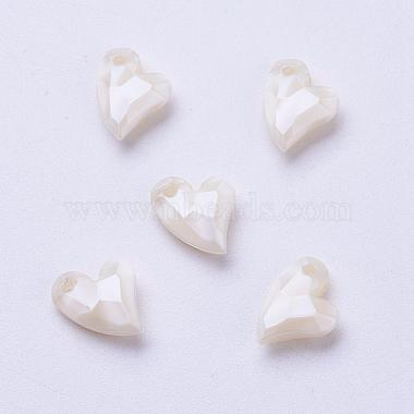 11mm FloralWhite Heart Acrylic Charms