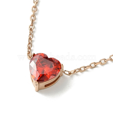 collar con colgante de cristal de corazón rojo(AJEW-Z025-03RG)-2