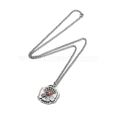 Ожерелья с подвесками в виде черепа и стразами на цепочках Роло(NJEW-F309-09)-2