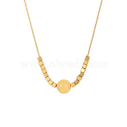 Stainless Steel Pendant Necklace for Women, Round & Cube, Golden, Wheat, 15-3/4 inch(40cm)(PP8102-4)