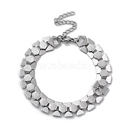 Non-Tarnish 304 Stainless Steel Hexagon Link Chain Bracelets for Women Men, Stainless Steel Color, 7 inch(17.7cm)(BJEW-Q343-13P)