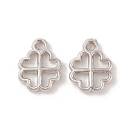 CCB Plastic Pendants, Hollow Four-Leaf Clover, Platinum, 16x13x3mm, Hole: 2mm(CCB-N006-07P)