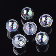 Round Handmade Blown Glass Globe Ball Bottles, for Glass Vial Pendants Making, Clear AB, 14x13mm, Half Hole: 3.5~4mm(X-BLOW-R002-14mm-AB)