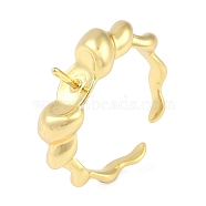 Brass Cuff Finger Ring Settings, for Half Drilled Beads, Real 18K Gold Plated, 6mm, Adjustable, Pin: 1mm(KK-L219-15C-G)