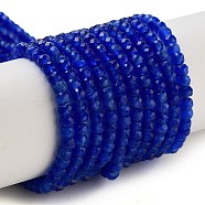 Cat Eye Beads Strands, Faceted, Rondelle, Blue, 3x2.5mm, Hole: 0.6mm, about 153pcs/strand, 14.17''(36cm)(CE-G009-01J)