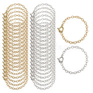 40Pcs 2 Colors Alloy Cable Chain Bracelets Set with Toggle Clasps, Platinum & Light Gold, 8-1/4 inch(20.8cm), 20Pcs/color(BJEW-GL0001-10)