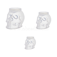 3Pcs 3 Style Halloween Skull Candle Silicone Statue Molds, for Portrait Sculpture Portrait Sculpture Scented Candle Making, White, 5.9~11x3.5~6.8x3.9~7.8cm, Inner Diameter: 4.6~9.1x2.7~6.5x3.6~7.7cm, 1pc/style(CAND-FH0001-04)