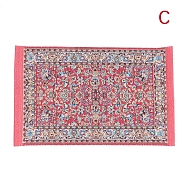 1:12 Mini Dollhouse Floor Decoration, Turkish Carpet Woven Rug Miniature Scene, Crimson, 160x100mm(PW-WG70168-03)